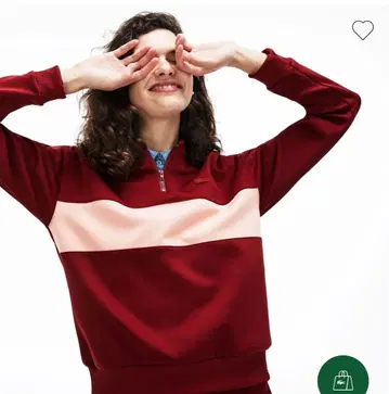 Lacoste 하프 지퍼 맨투맨 와인 레드