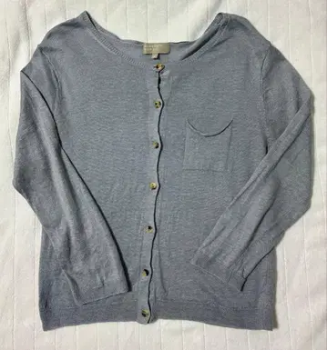 마가렛호웰 7부 소매 가디건 린넨 100% 블루 그레이