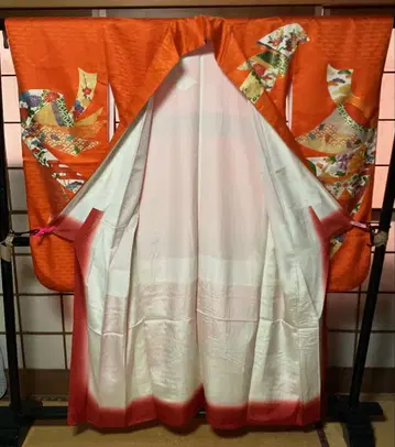 오렌지 컬러 후리소데 꽃무늬 1308