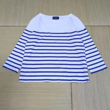 르 미노아 프랑스제 바스크 셔츠 패널 보더 파랑 화이트