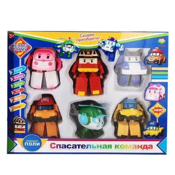 로보카 폴리 변형 변신 로봇 변형 완구 6개 세트 박스 포함