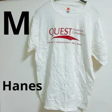 헤인즈 반팔 티셔츠 둥근넥 프린트 M 화이트 면 학술대회 레어 이너