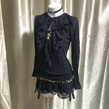 프릴 티셔츠 비침 다크코어 고스로리 헤이세이 갸루