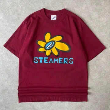 90s USA제 STEAMERS 플라워 아트 T셔츠 빈티지 꽃