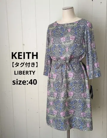 키이스 KEITH LIBERTY 택 포함 꽃무늬 리버티 원피스 그레이