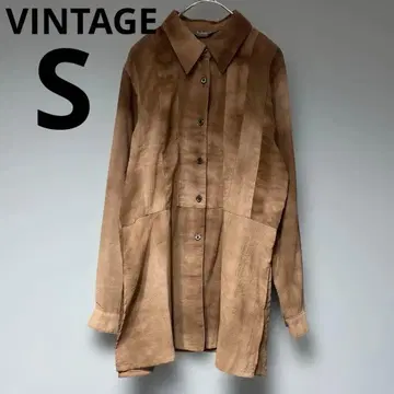 VINTAGE 올 패턴 셔츠 S 브라운 80s 90s