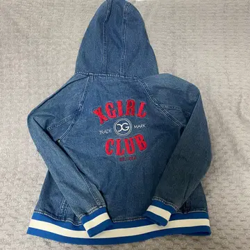 데님 자켓 사이즈 1 후디 백 로고 자수 스트릿 X-girl