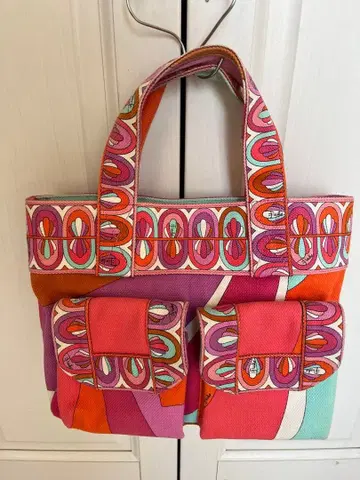 에밀리오 푸치 토트백 멀티 컬러 올 패턴 대용량 포켓 부착