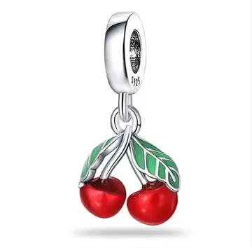 Pandora 실버 925 체리와 잎 참