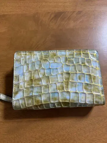 골드 계열 크로커다일풍 접이식 지갑