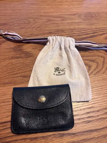 IL BISONTE 블랙 가죽 명함지갑 카드 케이스 복조리 포함