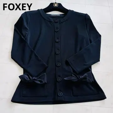 FOXEY NEW YORK 폭시 뉴욕 리본 가디건 블랙