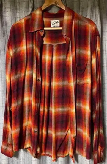 90s 빈티지 레이온 옴브레 체크 셔츠