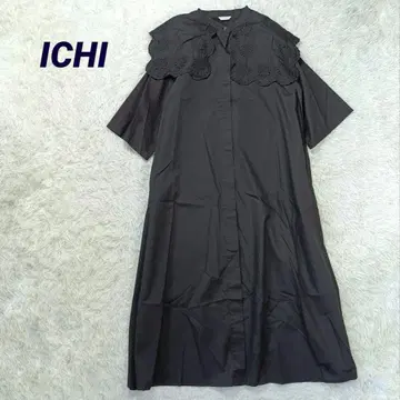 최근 새상품급 ICHI 스캘럽 레이스 밴드 카라 히요쿠 맥시 원피스