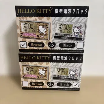 HELLO KITTY 가로형 전파 시계 전 2종 세트