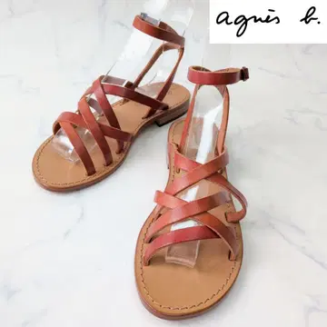 [ 새상품 ] Agnesb 에네스베 가죽 스트랩 샌들 브라운 36