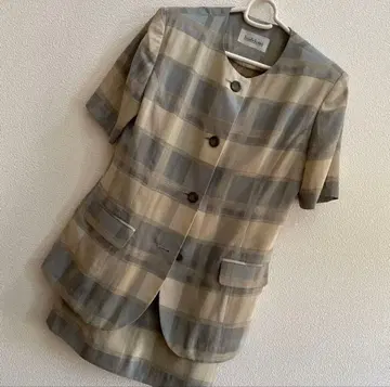 Barbaliana 체크 무늬 반팔 자켓 스커트 셋업