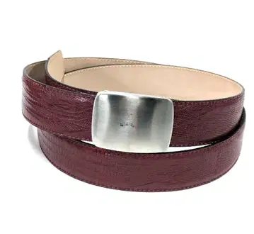 [미사용] 탑식 버클 이탈리아제 가죽 벨트 마룬 악어 디자인