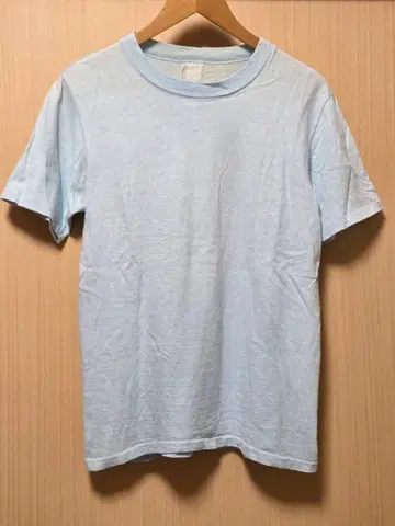 80s USA제 빈티지 구제 의류 무지T셔츠 싱글 스티치 스카이블루