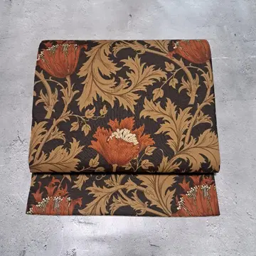 열림 나고야 오비 윌리엄 모리스 아네모네 홍차 x 윌로우 보우 리버서블