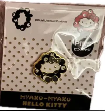 산리오 블랙 미야쿠미야쿠 오사카 간사이 만박 키티 흑백 금 핀 배지 핀즈