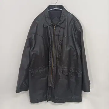 쉐브르/클래식 블랙 집업 가죽 자켓/소가죽/빈티지