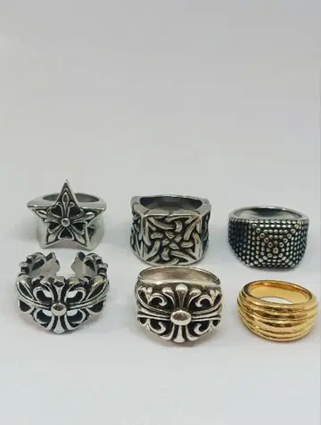 럭셔리 6세트 플로럴 키퍼 고딕 크로스 반지 골드 14~27