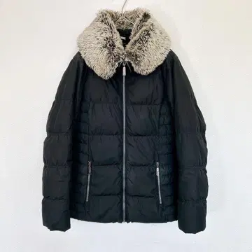 네이비 다운 자켓 인조 모피 블랙 36