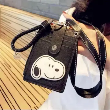 스누피 카드 홀더 동전 지갑 블랙 스트랩 키즈 어린이 최애