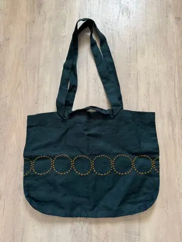 미나 페르호넨 탬버린 자수 린넨100% 토트백 그린