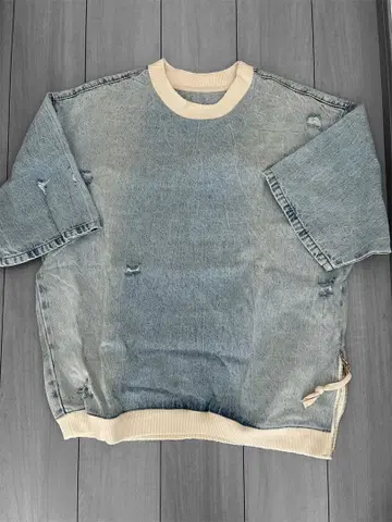 ZARA 데님 블루 데미지 오버 사이즈 풀오버