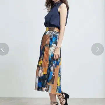 united tokyo 플리츠 스커트 페인트 브러쉬 플리츠 스커트