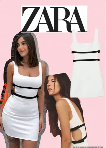 완판템 택 포함 새상품 ZARA 자라 컷워크 리본 원피스