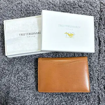 트루사르디 100주년 기념 천연 가죽 카드 케이스 명함지갑 브라운