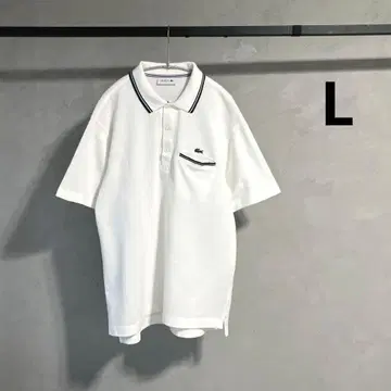 00s LACOSTE 일본제 피케 셔츠 라인 디자인 포켓 포함 사슴 무늬