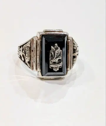 실버 925 남성용 오닉스 조각 반지 19호