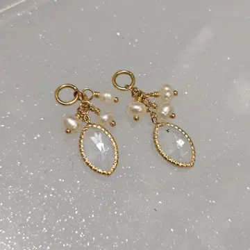 agete K10 귀걸이 참 쿼츠 펄