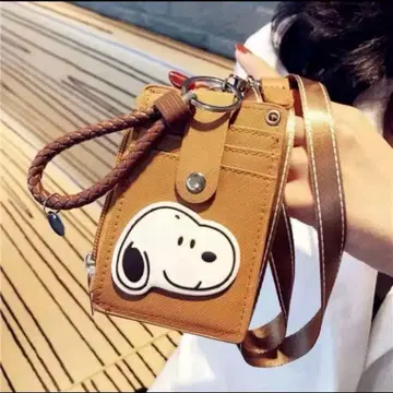 스누피 카드 홀더 동전 지갑 브라운 스트랩 키즈 어린이 최애