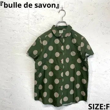 일본제 [bulle de savon] 도트 프린트 반팔 블라우스 코튼 F