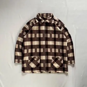 [90s vintage] 매키노 자켓 지퍼 블루종 좋은 배색 체크