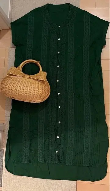 ANTIQUA 패턴 토르소 마네킹 그린 롱 셔츠 원피스 그린 F