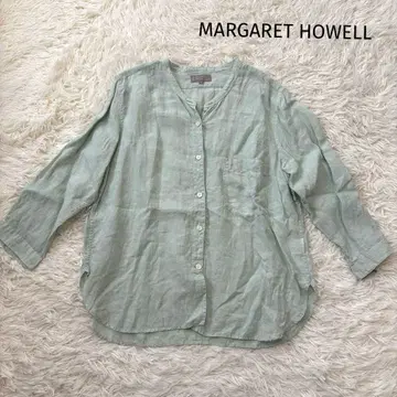 마가렛호웰 린넨 셔츠 밴드 카라 III 민트 컬러