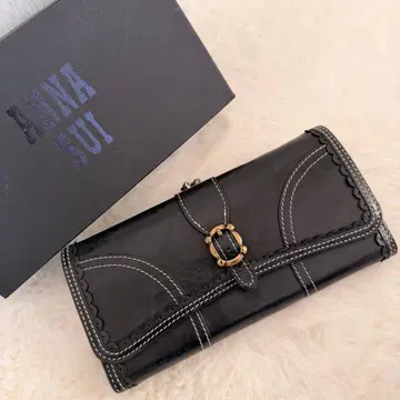 ANNA SUI 안나수이 장지갑 가마구치 블랙 가죽