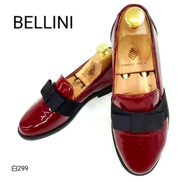 베리니 새상품급 리본 에나멜 유리 가죽 보르도 EU35