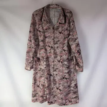 라 메이유르 노트 올 패턴 롱 코트 레귤러 카라 긴팔