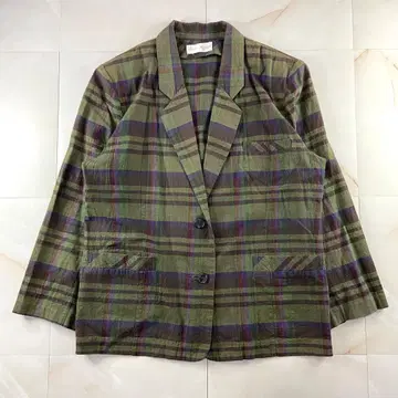 면린넨 체크 무늬 테일러드 셔츠 자켓 레트로 빈티지 구제 의류 믹스