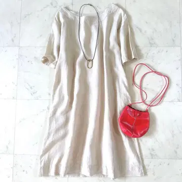 컨디션 최상 마가렛호웰 린넨 반팔 원피스 린넨 100% 일본제