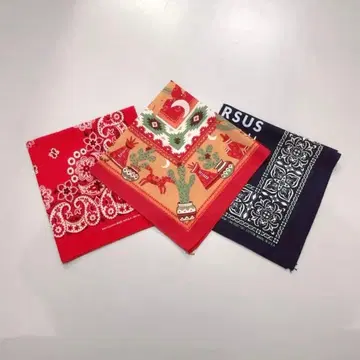 80s 90s 페이즐리 네이티브 무늬 반다나 3개 세트