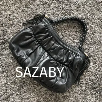 SAZABY 천연 가죽 뜨개질 핸들 핸드백 블랙 y2k archive