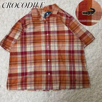 새상품 CROCODILE 크로커다일 체크 셔츠 로고 LL
